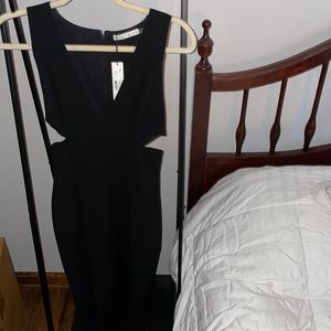 Alice and Olivia black dress with side cut outs, never worn, tags on size 2